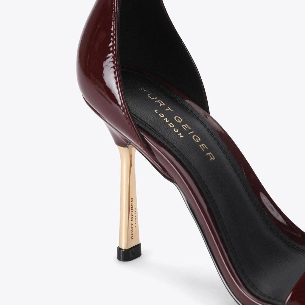 Bank Stiletto Heeled Sandal in Wine Patent Leather