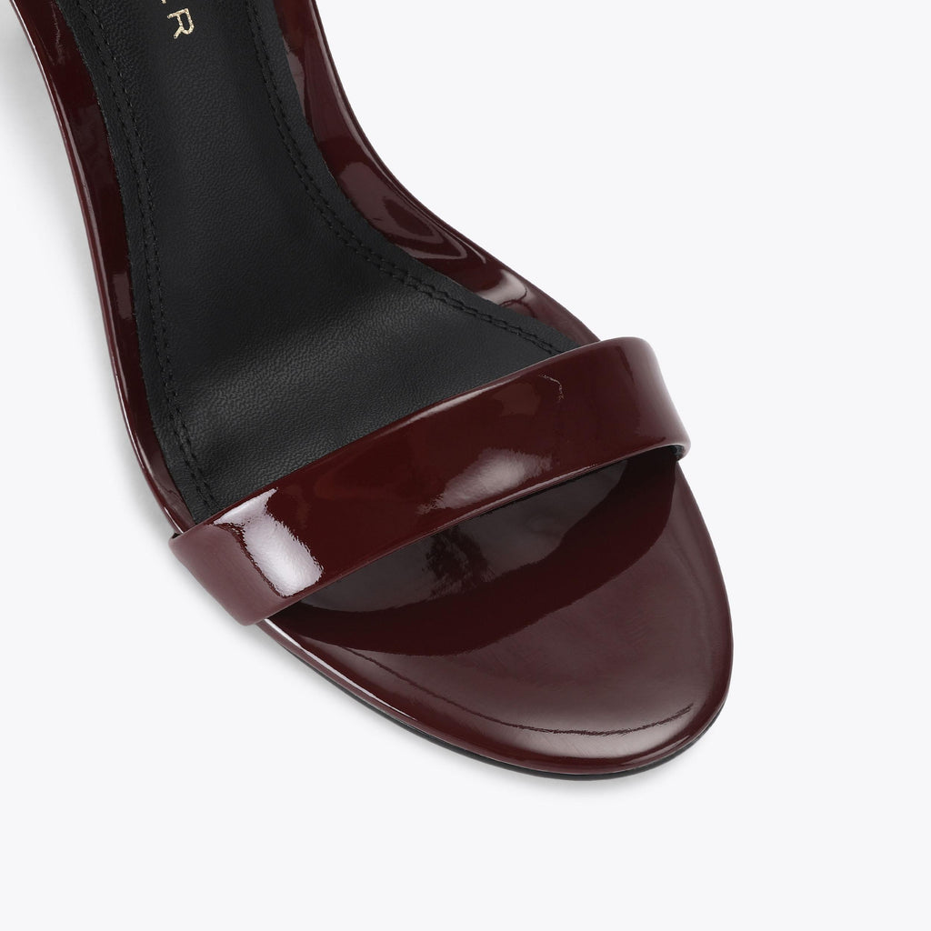 Bank Stiletto Heeled Sandal in Wine Patent Leather