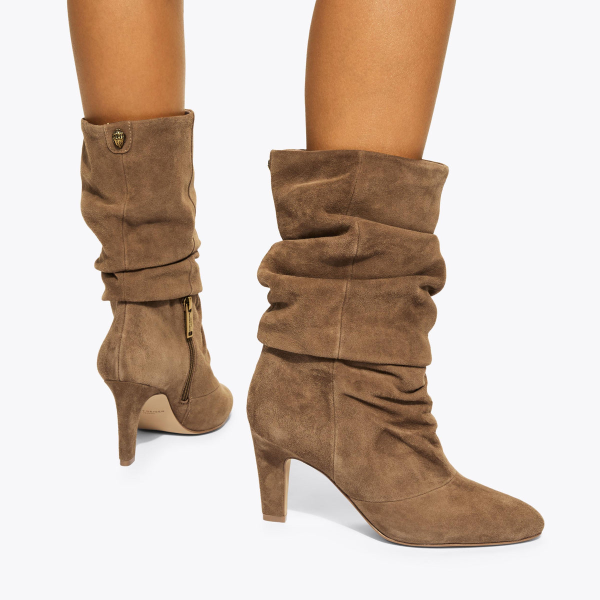 Elizabeth Slouch Boot in Tan Suede