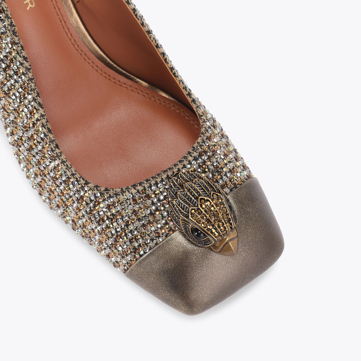 Belgravia Cap-Toe Court in Beige Houndstooth Fabric