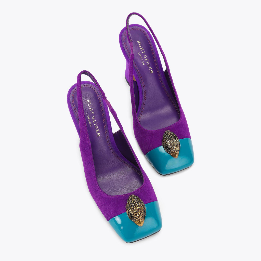 Belgravia Cap-Toe Court Heel in Purple Suede