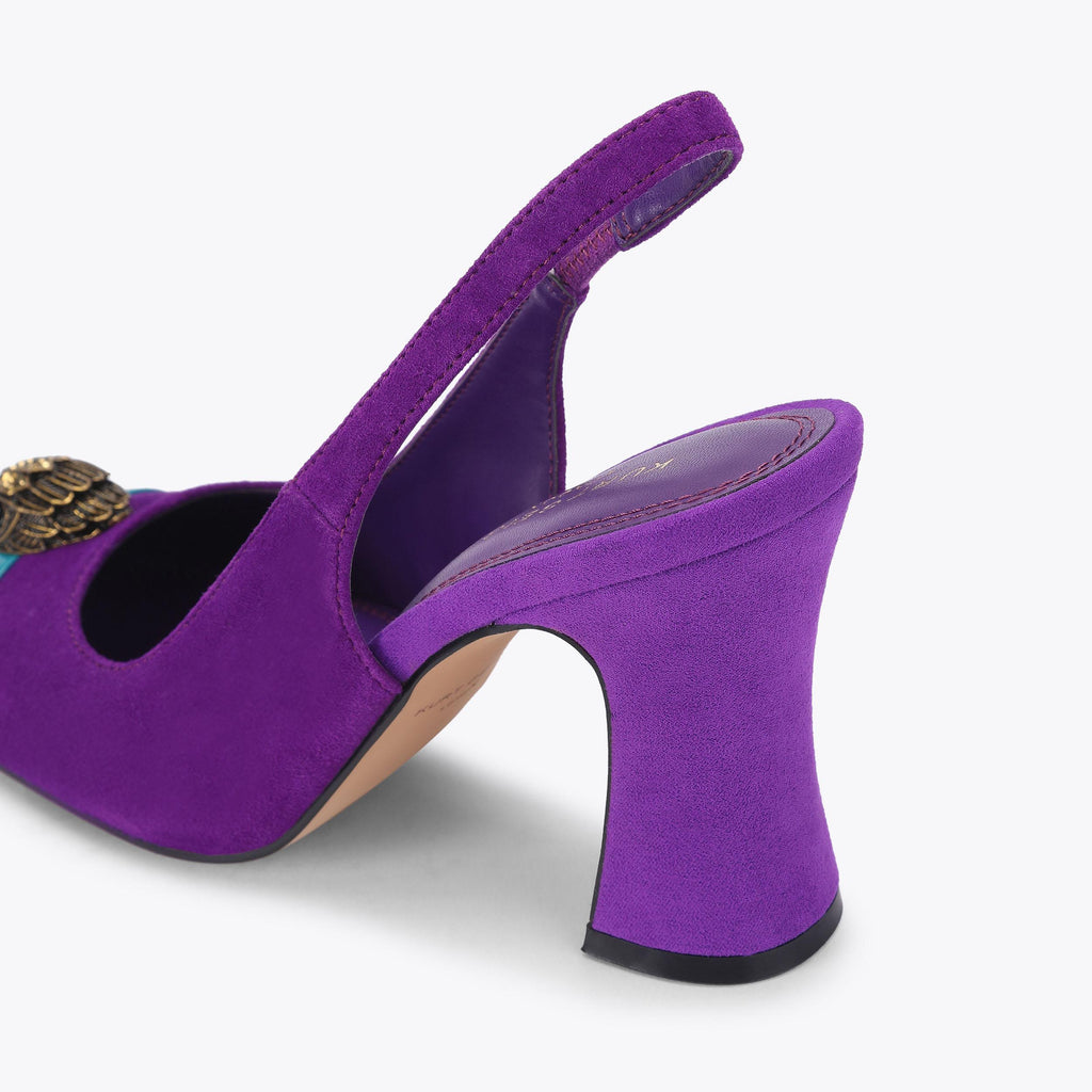 Belgravia Cap-Toe Court Heel in Purple Suede
