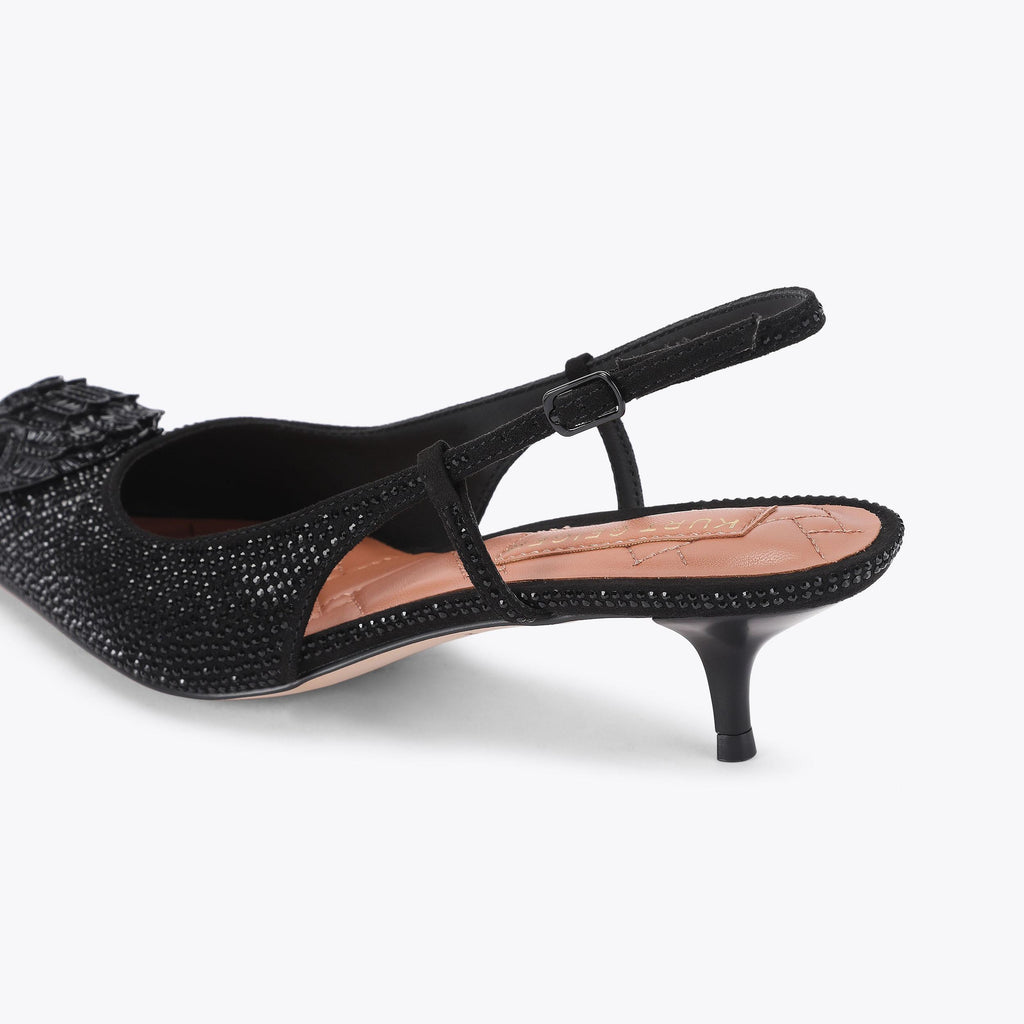 Belsize Drench Slingback Heel in Black Microsuede
