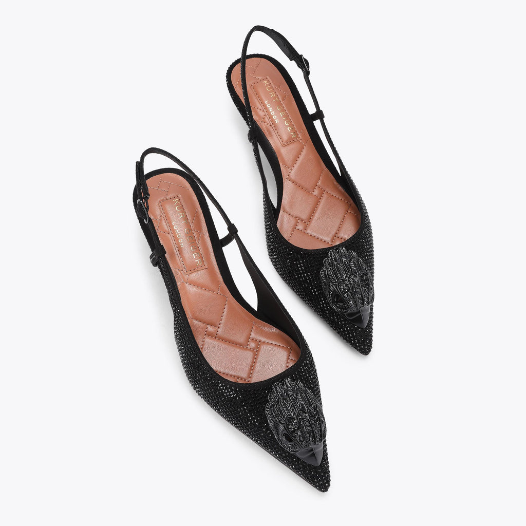 Belsize Drench Slingback Heel in Black Microsuede