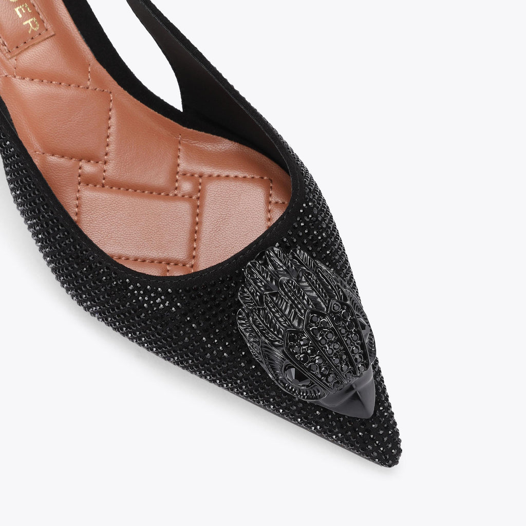 Belsize Drench Slingback Heel in Black Microsuede