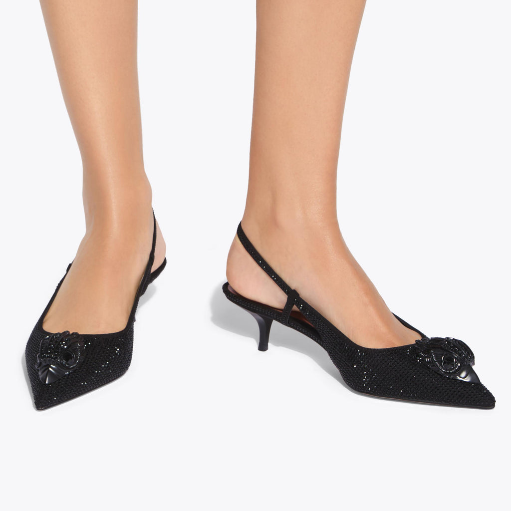 Belsize Drench Slingback Heel in Black Microsuede