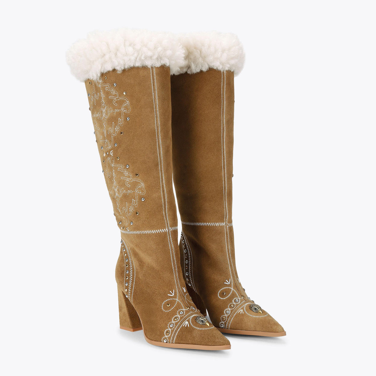 Boho Fold Over Knee Boot tan