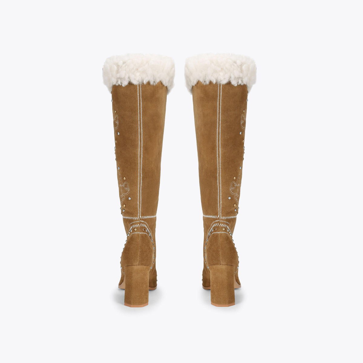 Boho Fold Over Knee Boot in Tan Suede
