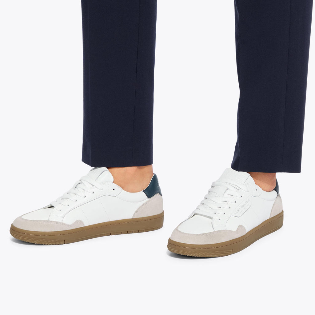 Borough Paneled Sneaker in White Leather