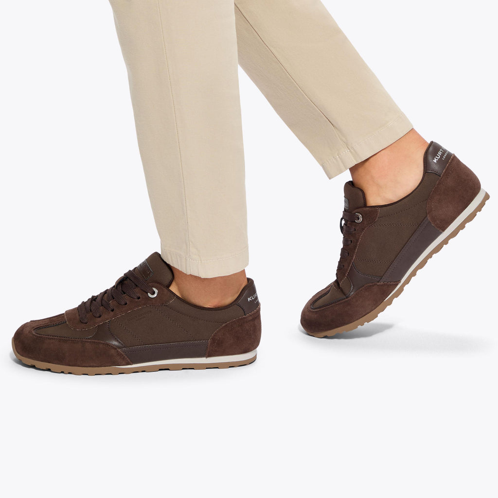 Carlton Low Profile Sneaker in Brown Microsuede