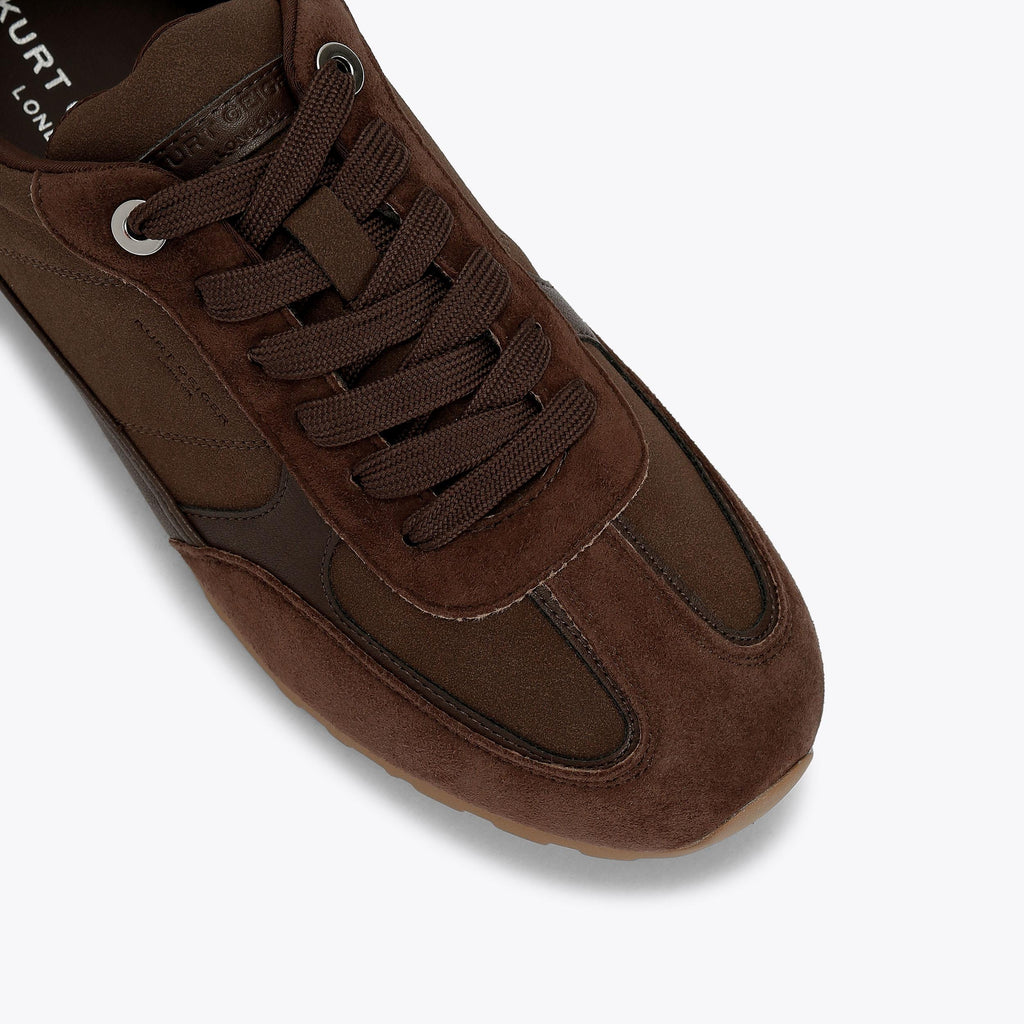 Carlton Low Profile Sneaker in Brown Microsuede