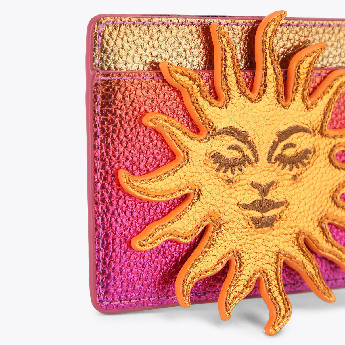 Sun Cut Out Card Holder in Multi Colour Ombre Leather