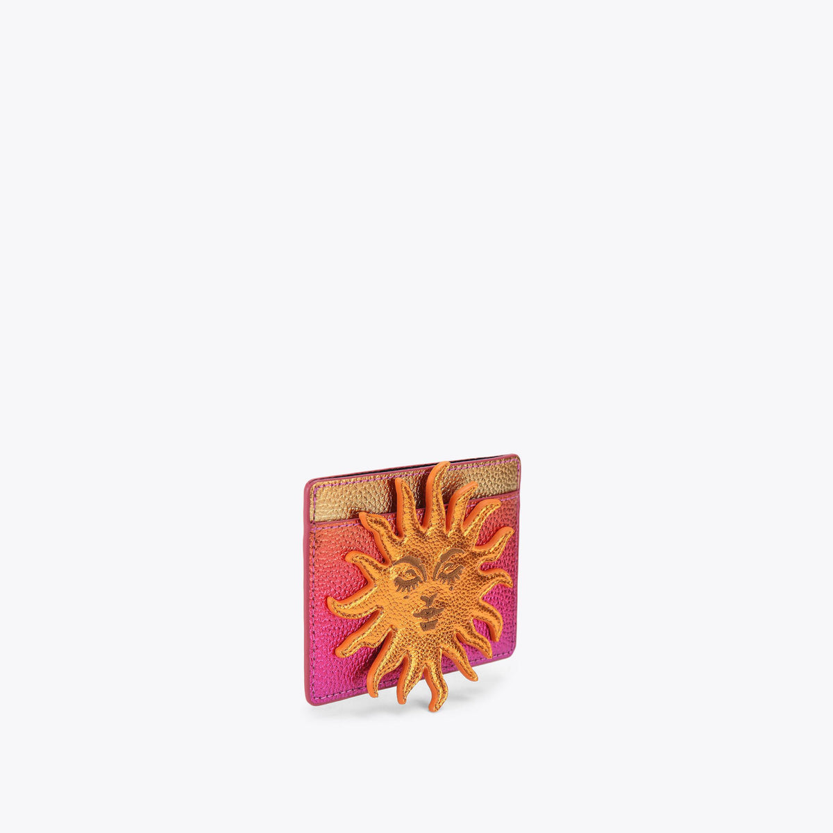 Sun Cut Out Card Holder in Multi Colour Ombre Leather