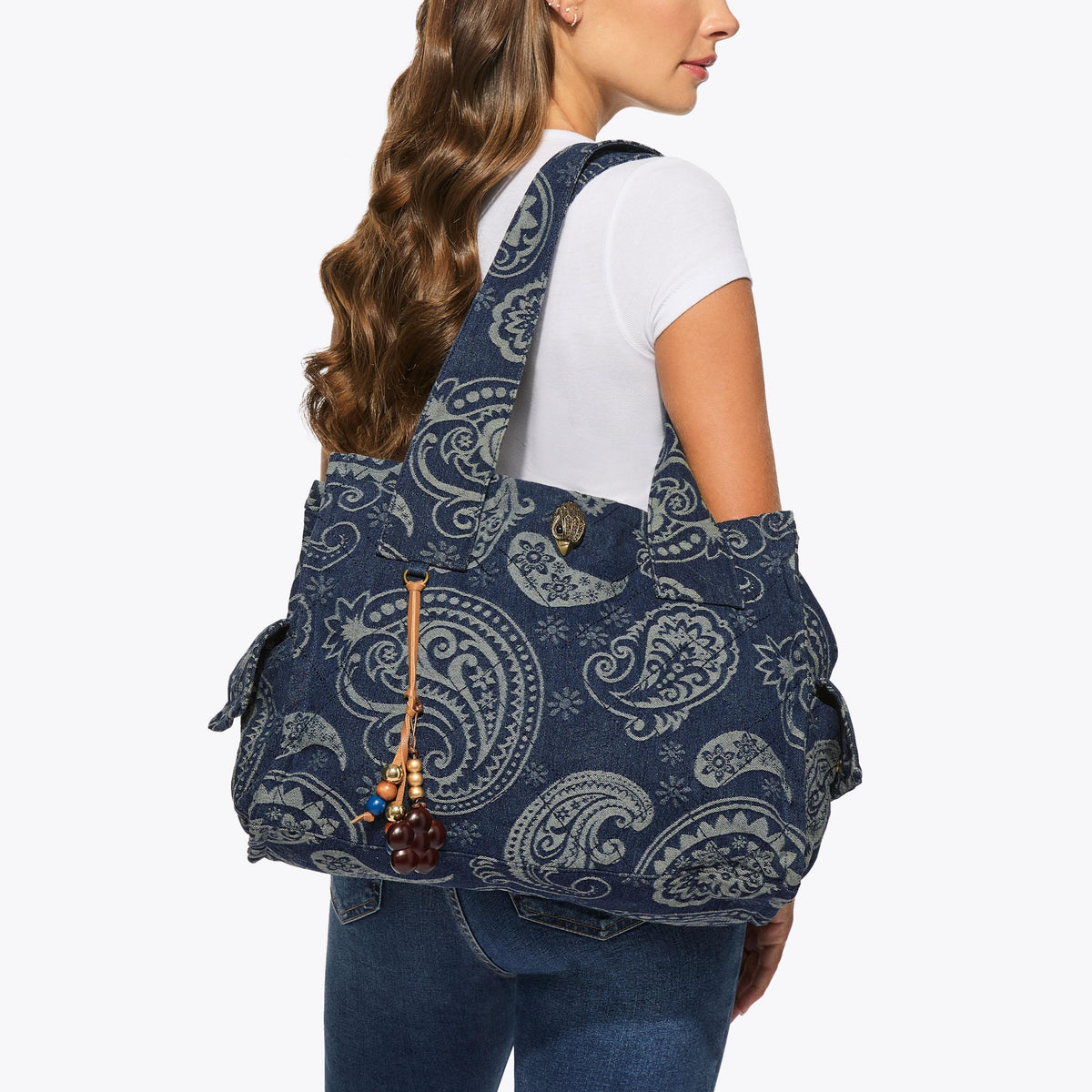 Celia Tote Bag in Blue Paisley Denim