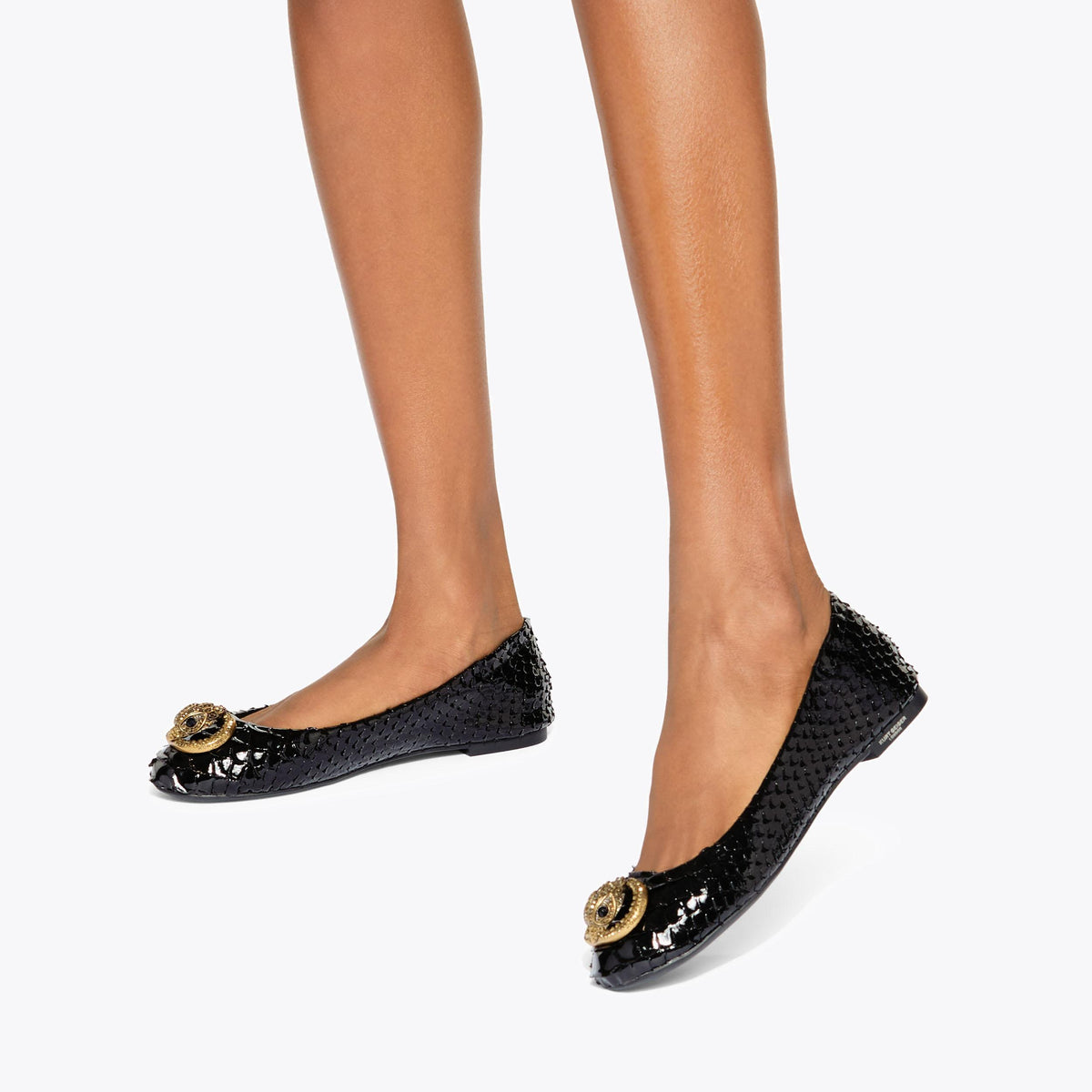 Chelsea Ballerina Flat in Black Snake Print Leather