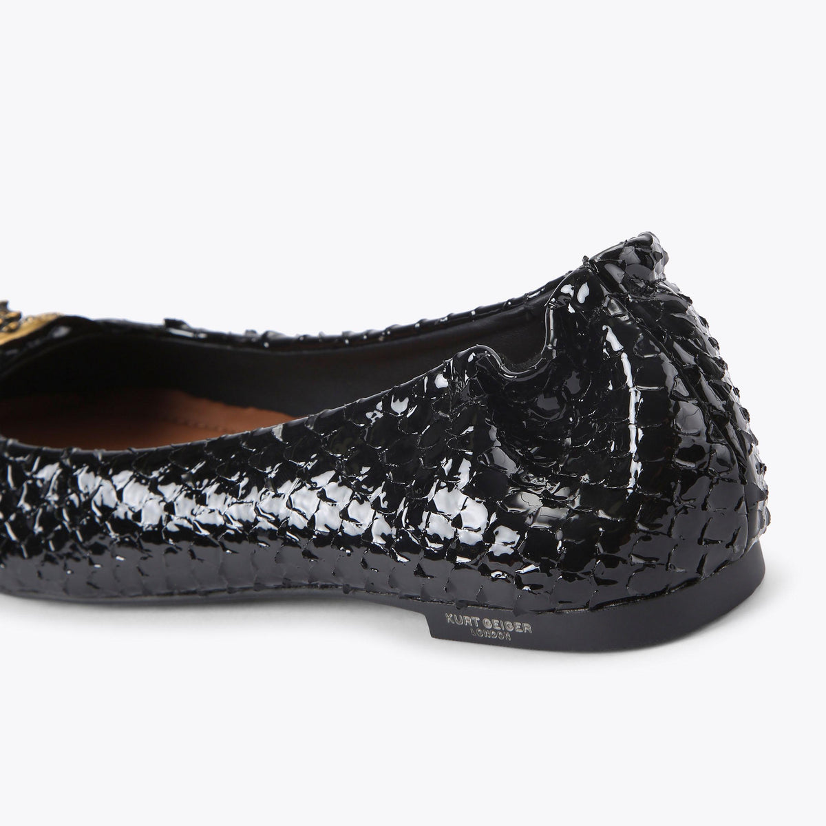 Chelsea Ballerina Flat in Black Snake Print Leather