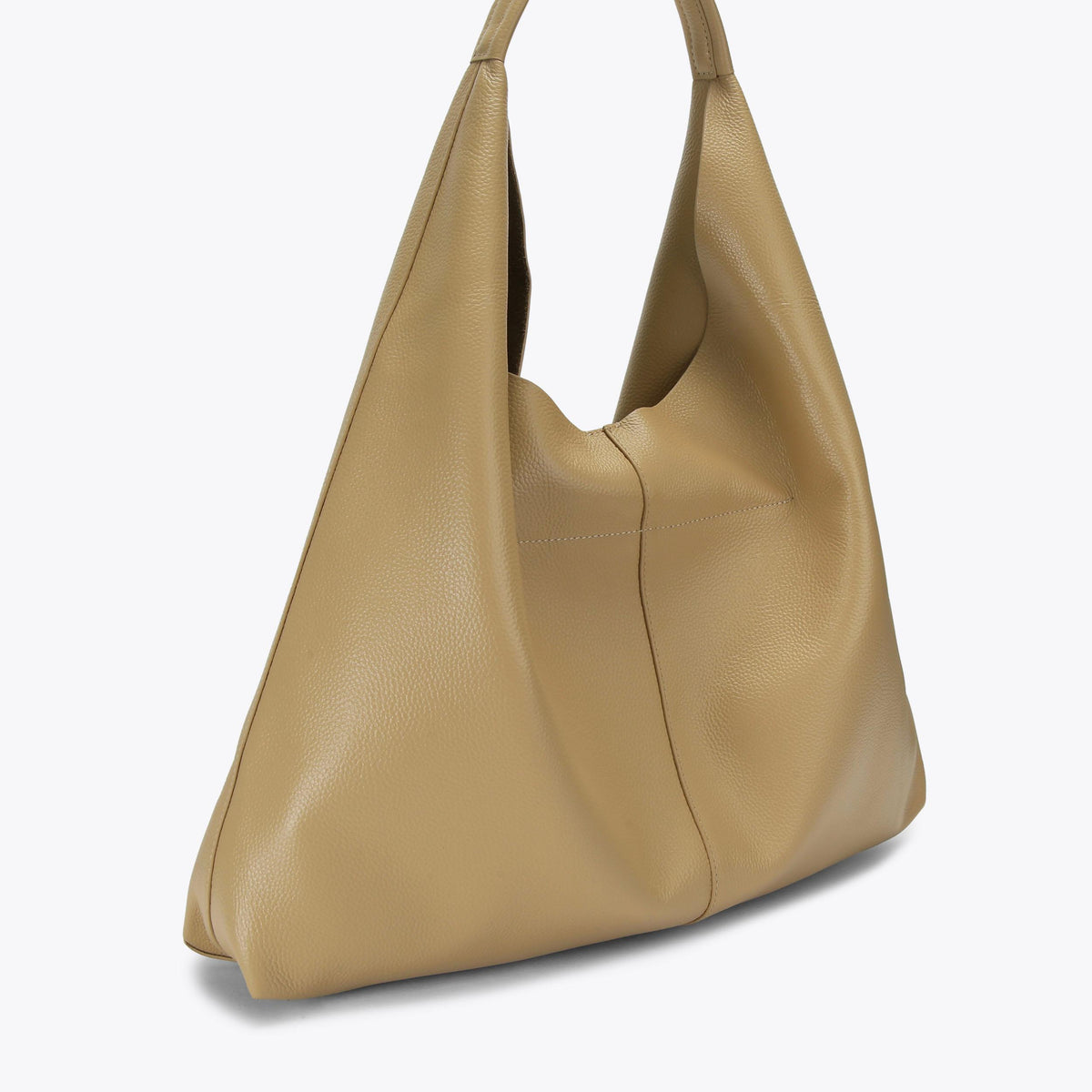 Large Chelsea Slouch Hobo Bag in Beige Pebble Grain Leather