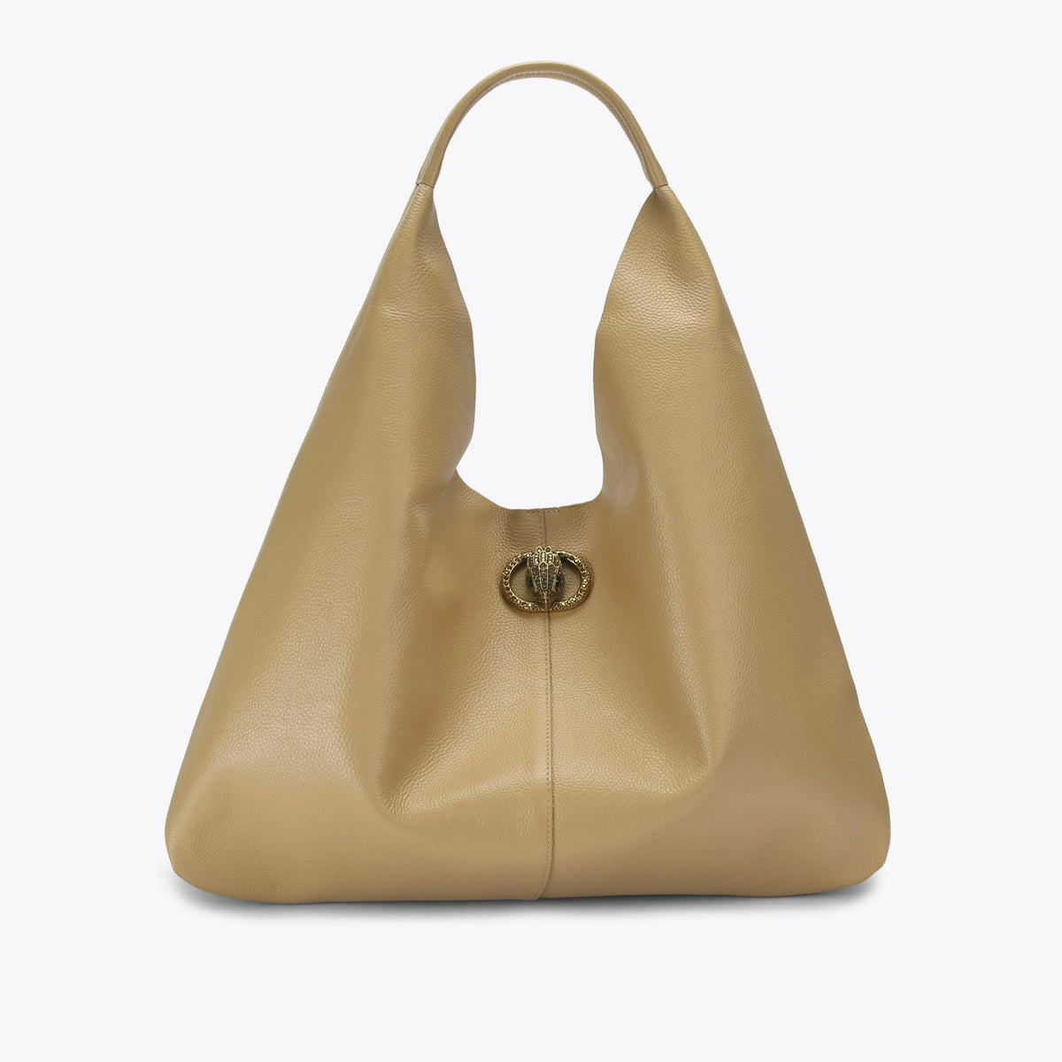 Large Chelsea Slouch Hobo Bag in Beige Pebble Grain Leather