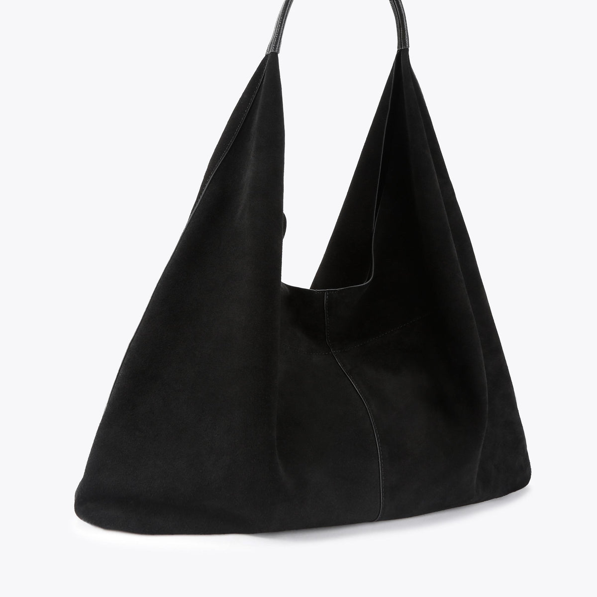 Large Chelsea Slouch Hobo Drench Bag in Black Suede