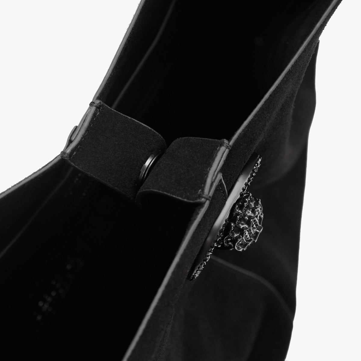 Large Chelsea Slouch Hobo Drench Bag in Black Suede