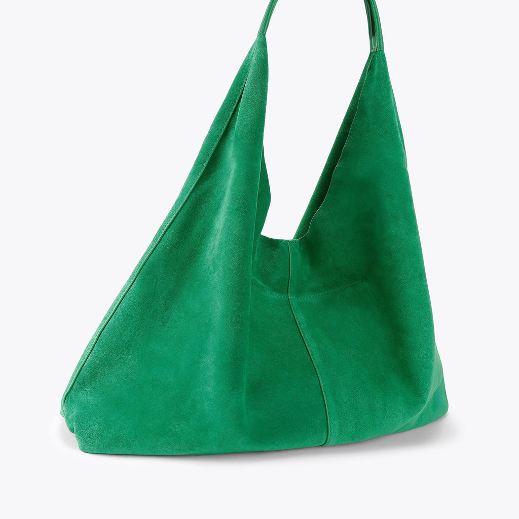 Large Chelsea Slouch Hobo Bag in Green Suede