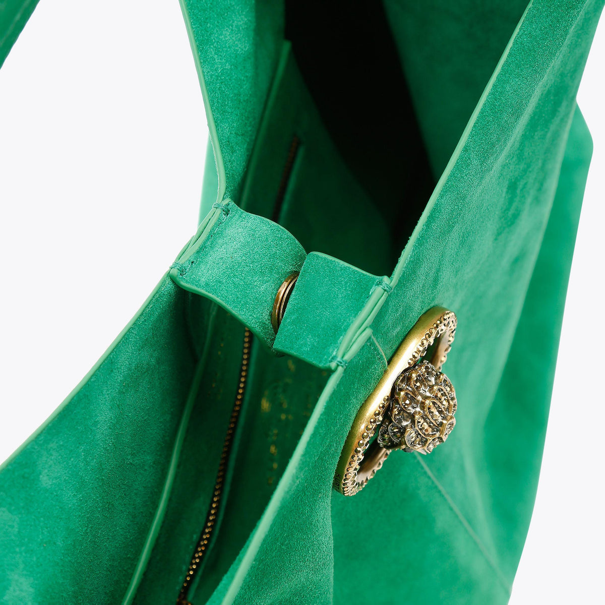 Large Chelsea Slouch Hobo Bag in Green Suede