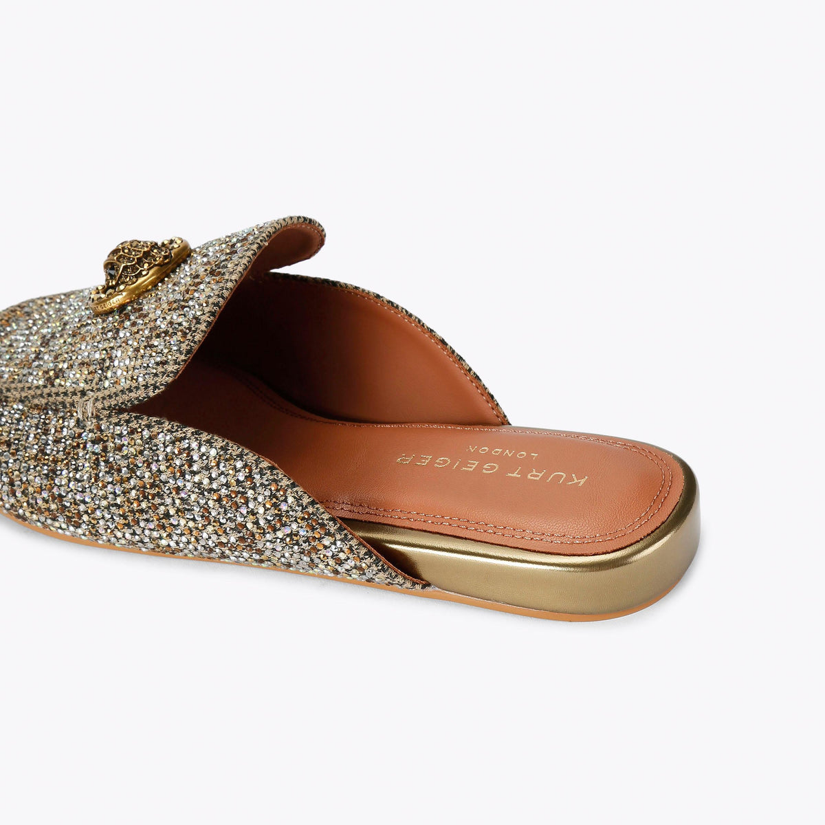 Chelsea Loafer Mule in Beige Houndstooth Fabric
