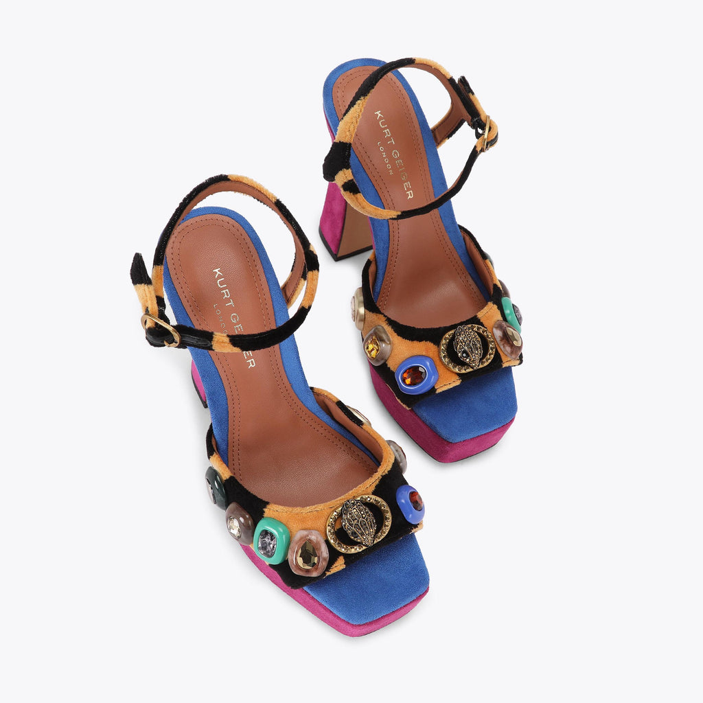 Chelsea Peep-Toe Platform Heel in Multicolour Tiger Print