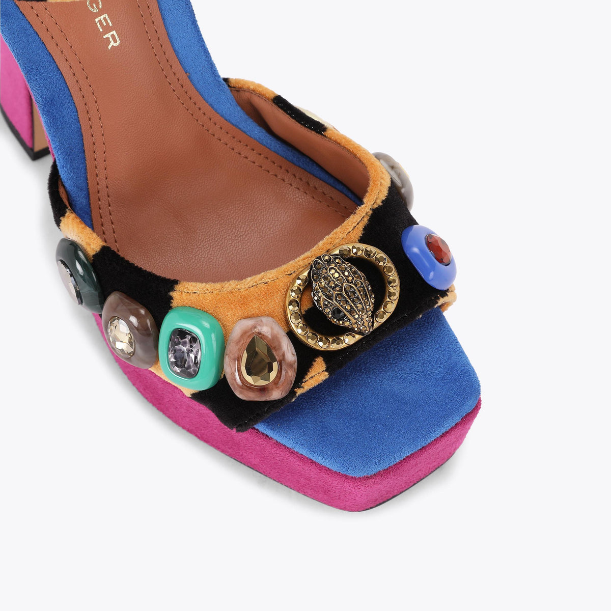 Chelsea Peep-Toe Platform Heel in Multicolour Tiger Print