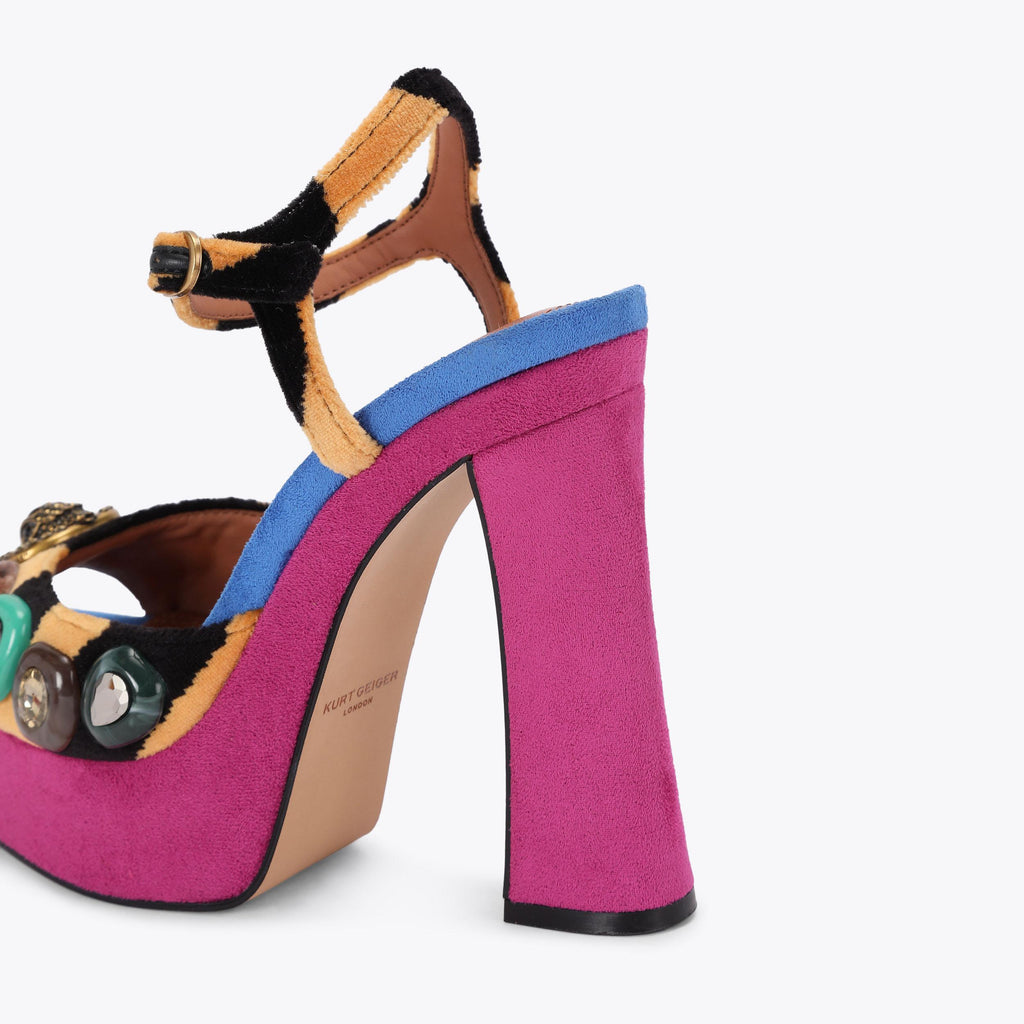 Chelsea Peep-Toe Platform Heel in Multicolour Tiger Print
