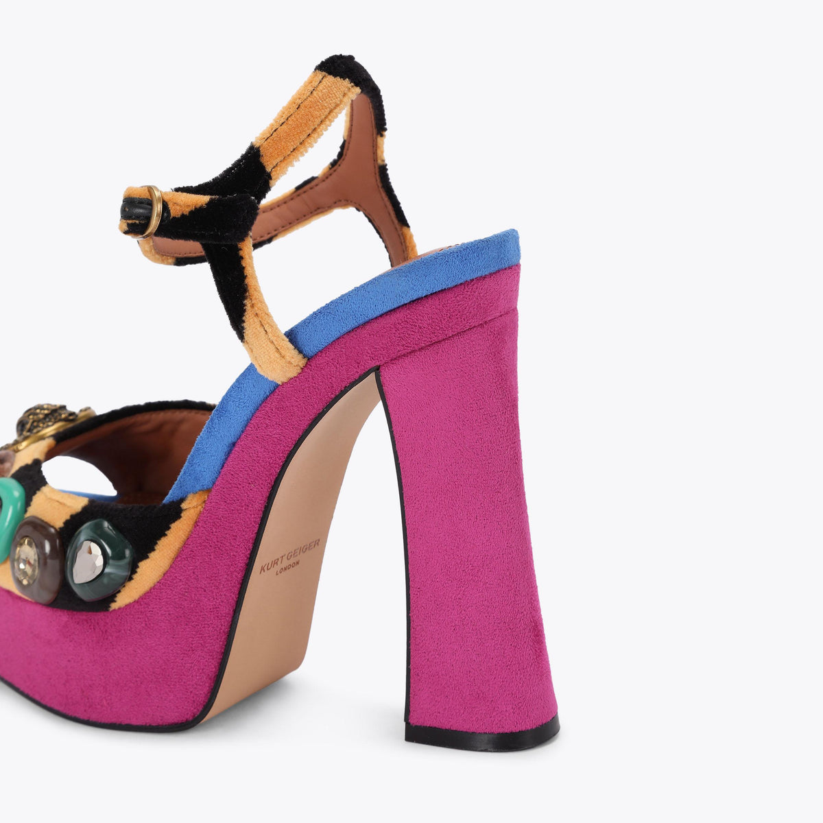 Chelsea Peep-Toe Platform Heel in Multicolour Tiger Print
