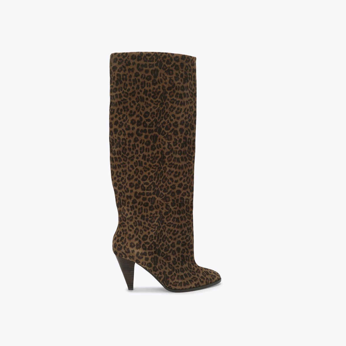 Lambeth Leopard Print Slouch Knee Boot in Brown