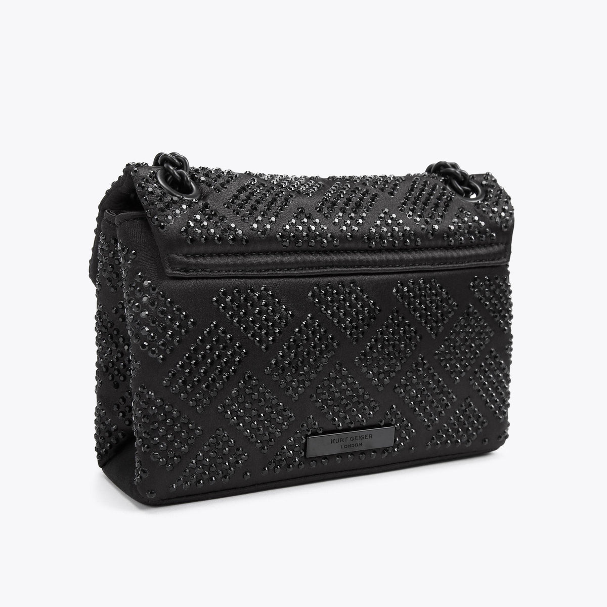 Mini Crystal Kensington Flap Bag in Black Fabric