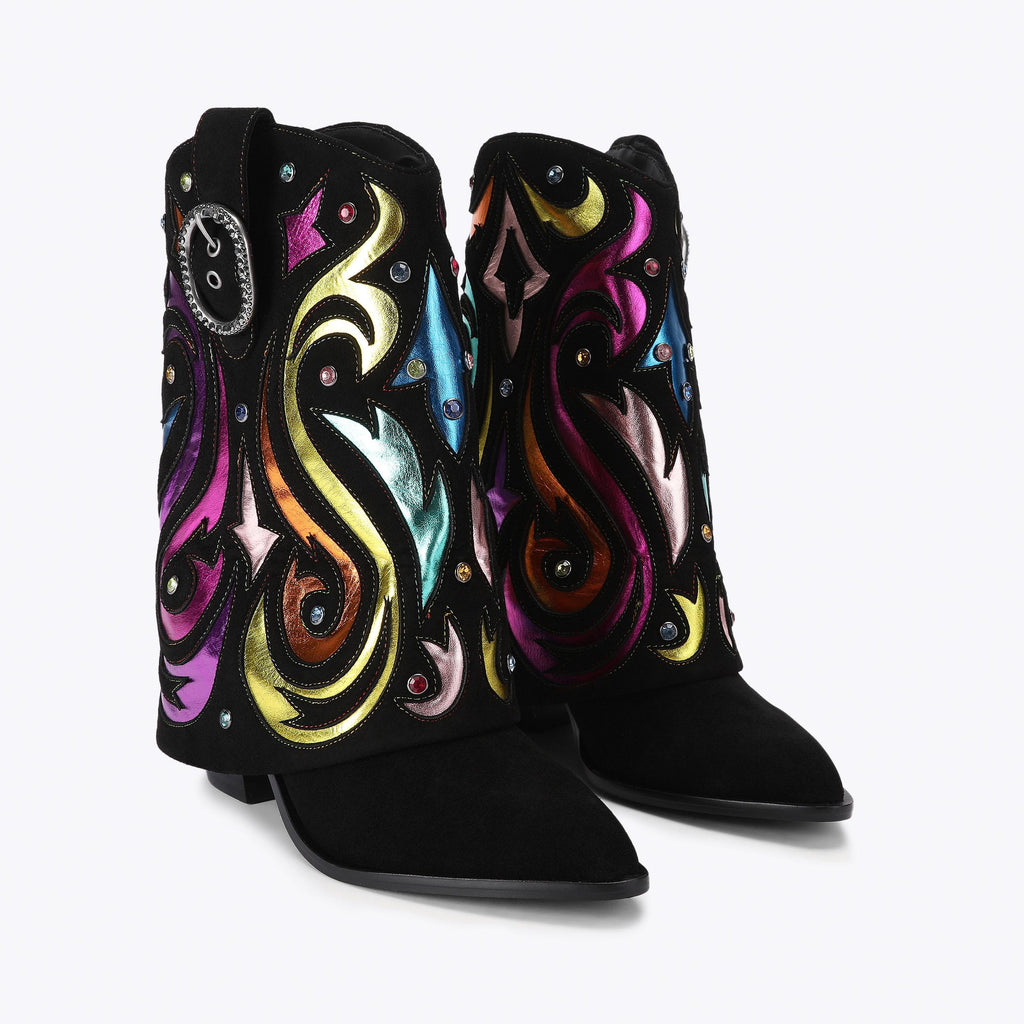 Notting Fold Over Boot in Black Suede