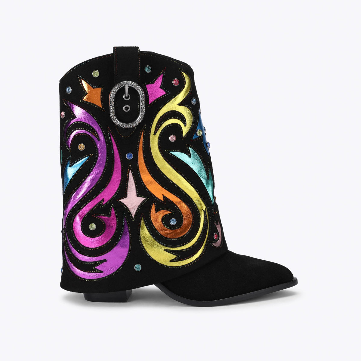 Notting Fold Over Boot in Black Suede
