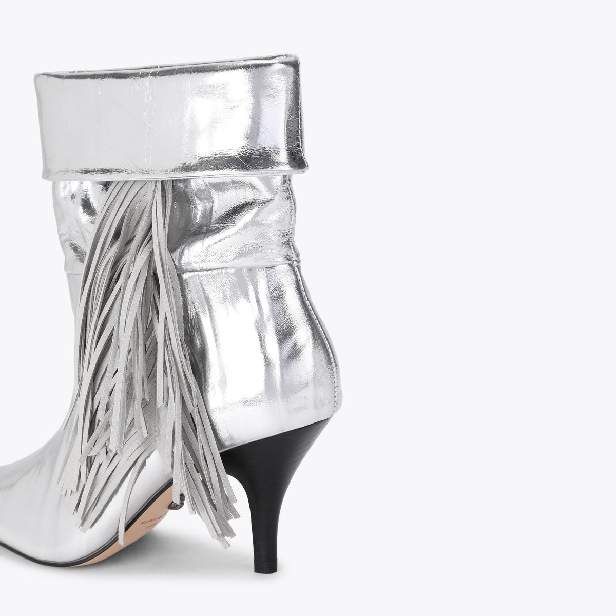 Piccadilly Fringe Slouch Boot in Metallic Silver