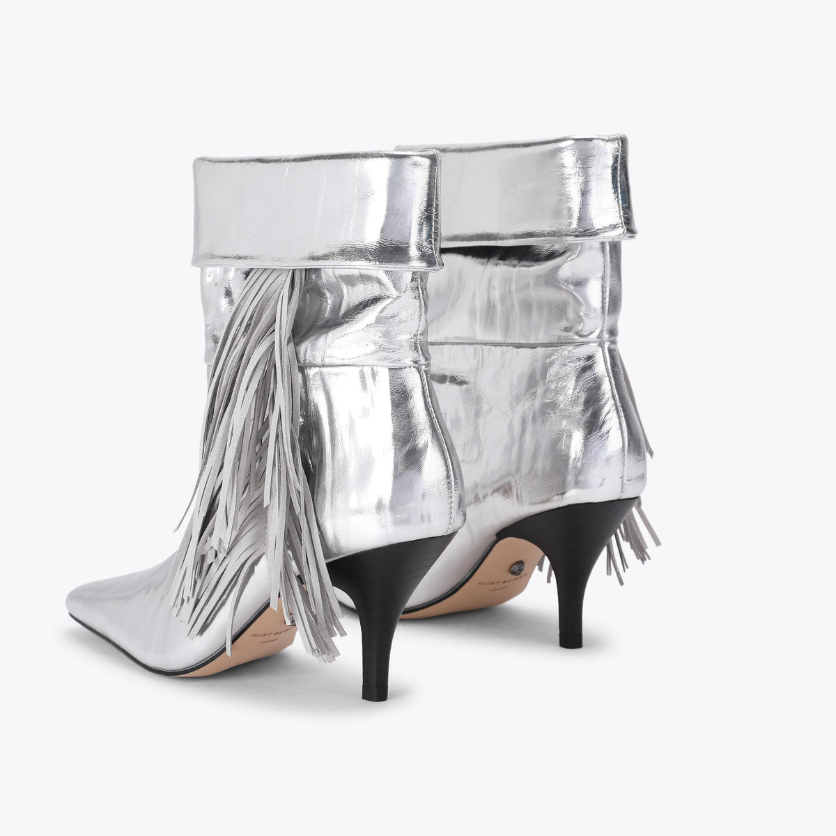Piccadilly Fringe Slouch Boot in Metallic Silver