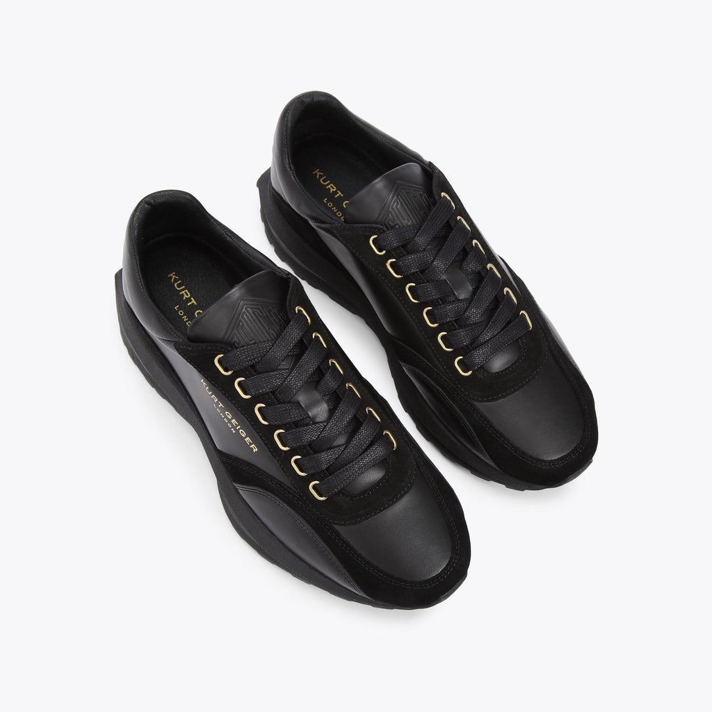 Gaspar Chunky Sole Sneaker in Black Leather