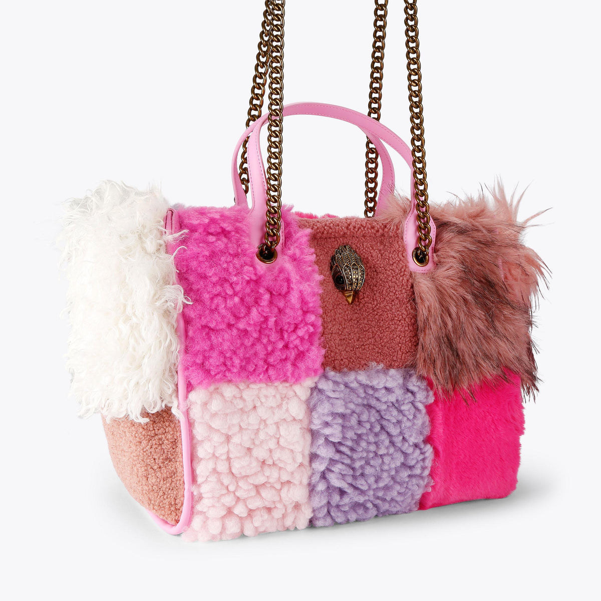 Hoxton Shopper Tote in Pink Purple Faux Fur