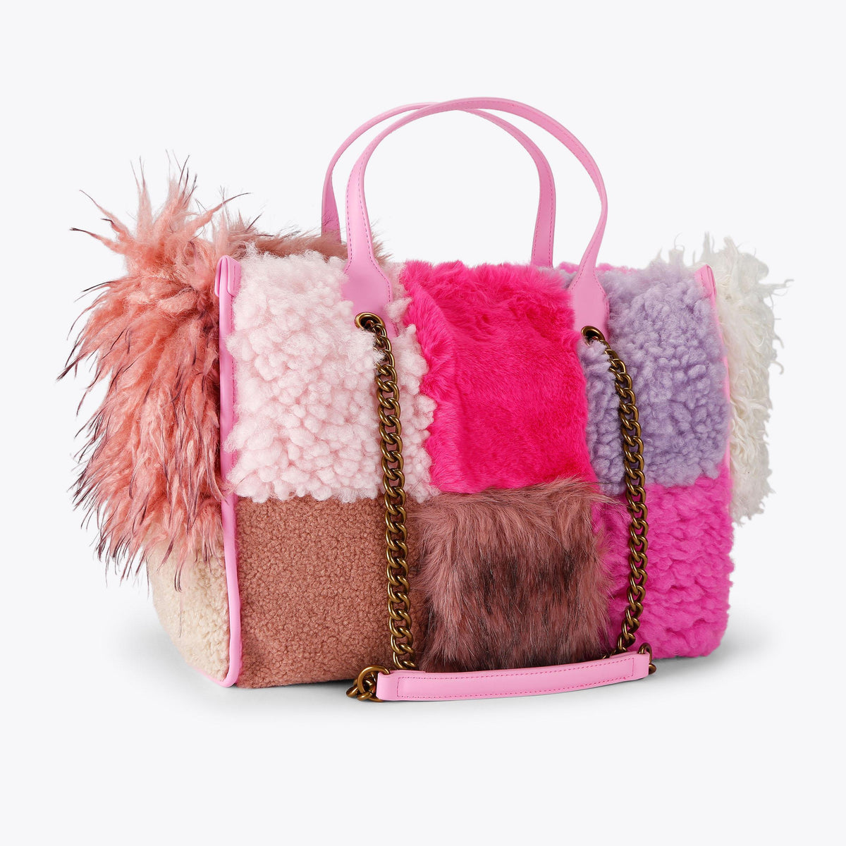 Hoxton Shopper Tote in Pink Purple Faux Fur