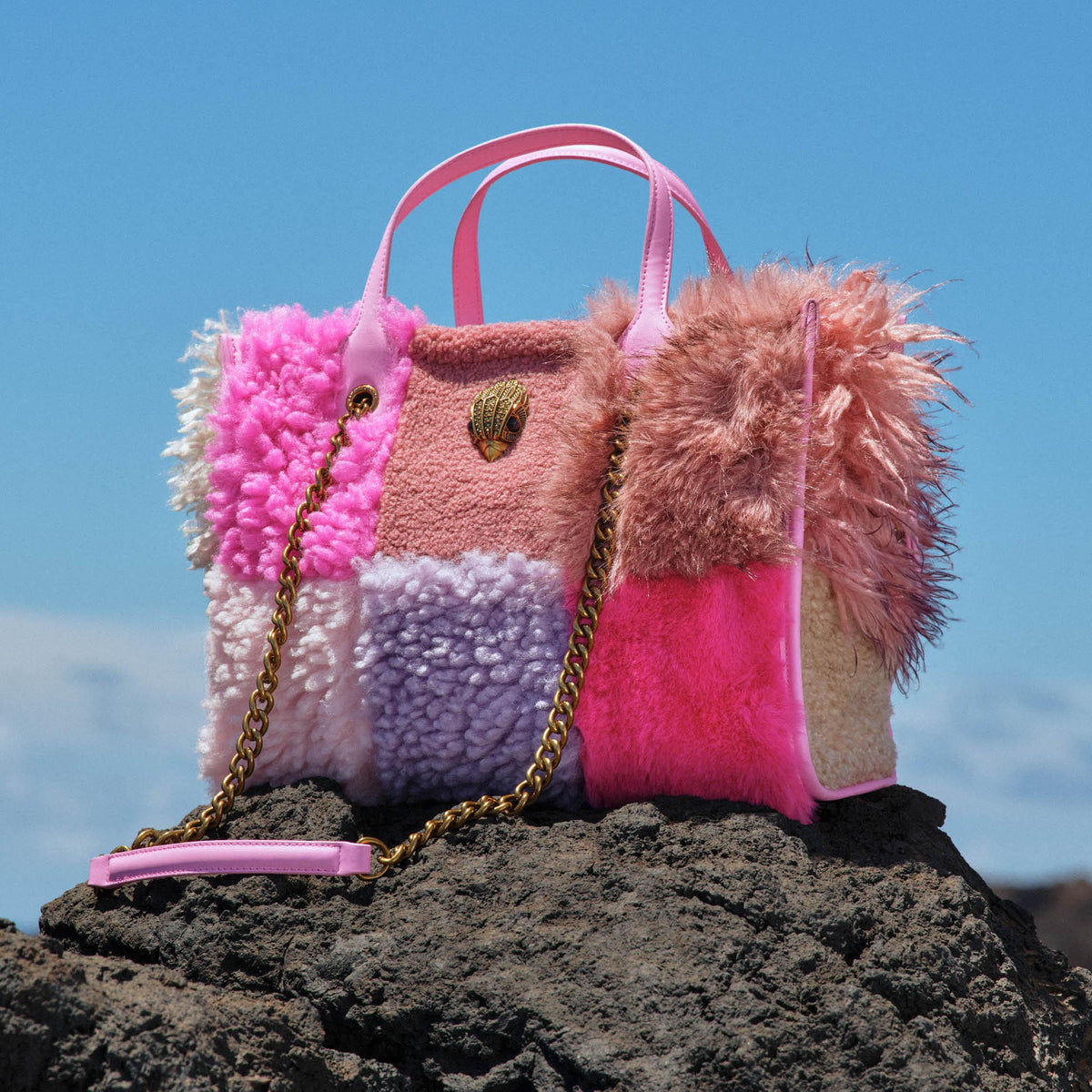 Hoxton Shopper Tote in Pink Purple Faux Fur