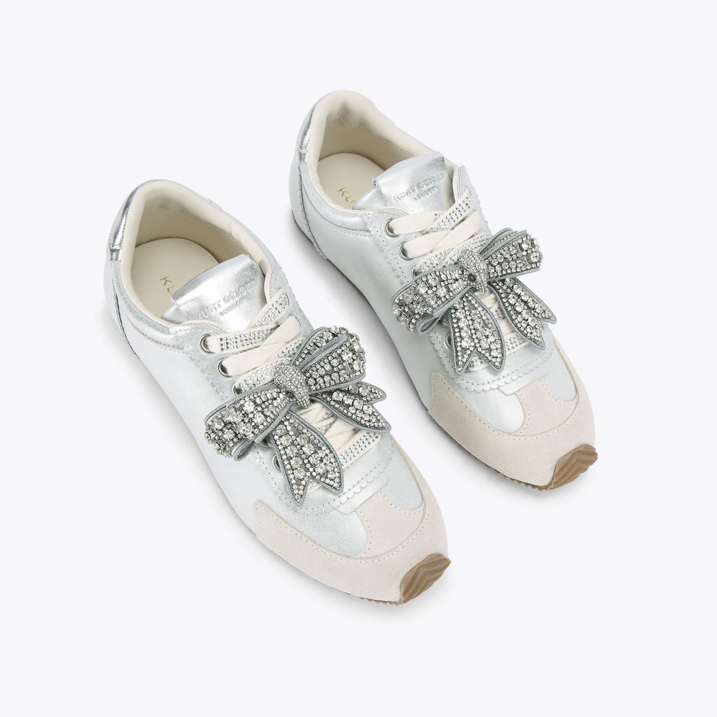 Islington Bow Sneakers in Silver Leather
