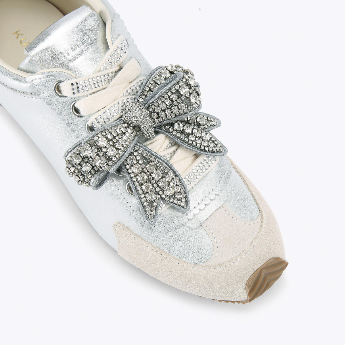 Islington Bow Sneakers in Silver Leather