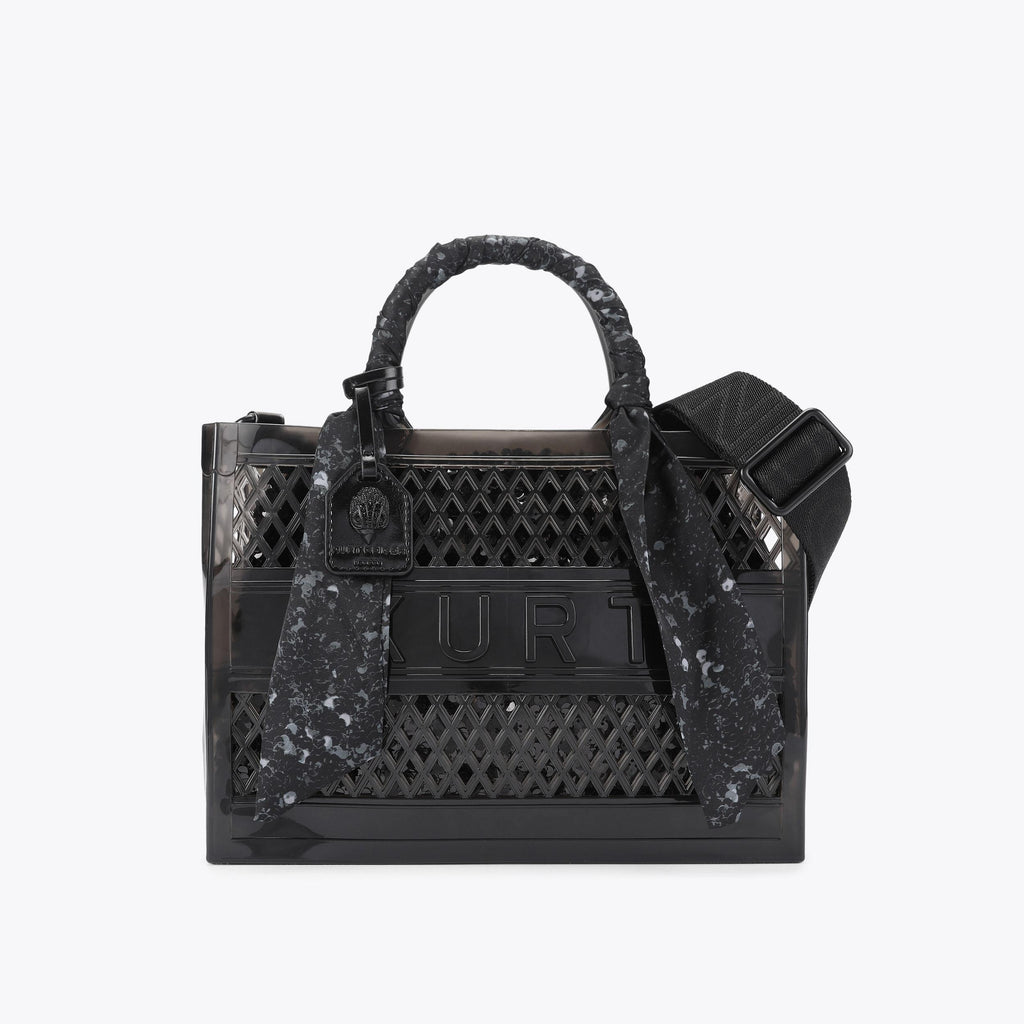 Small Jelly Drench Tote Bag in Black Sequined Vinyl