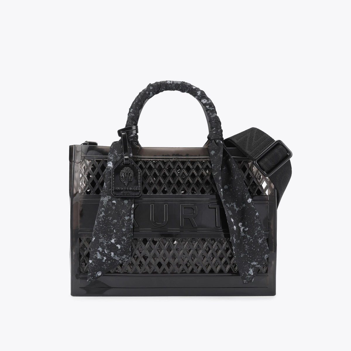 Small Jelly Drench Tote Bag in Black Sequined Vinyl