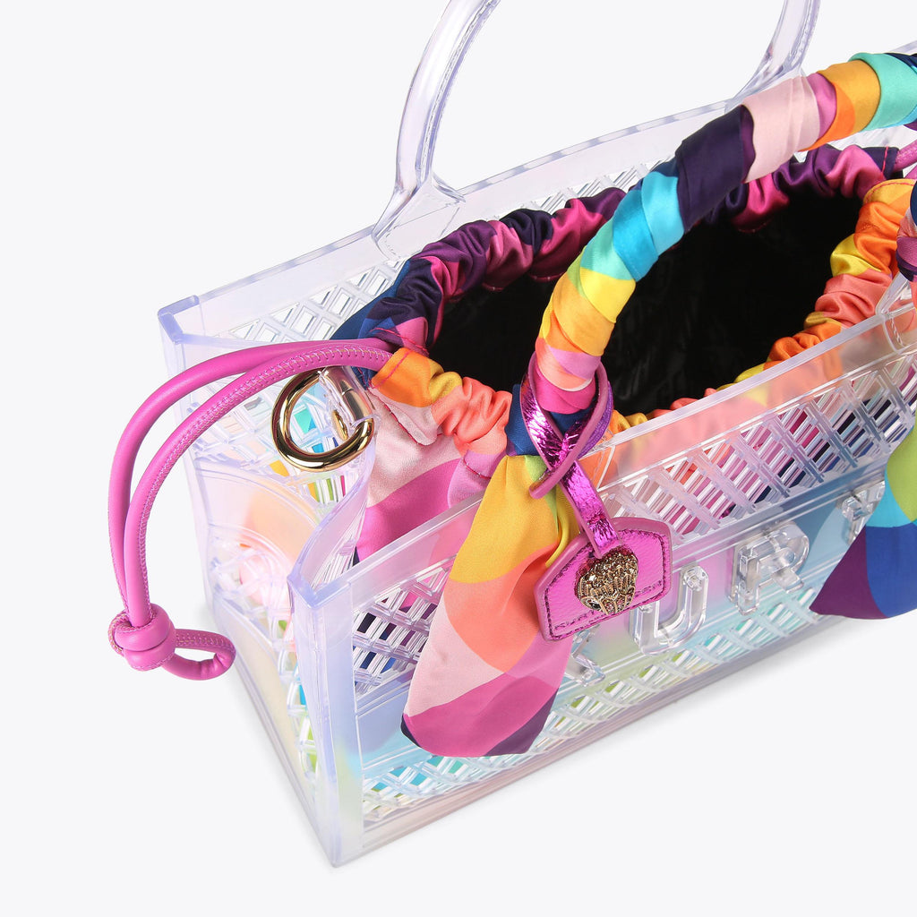 Small Jelly Tote Bag in Clear Vinyl Rainbow