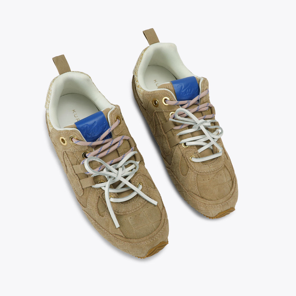 Kurt Slim Runner Sneakers in Beige Suede Croc