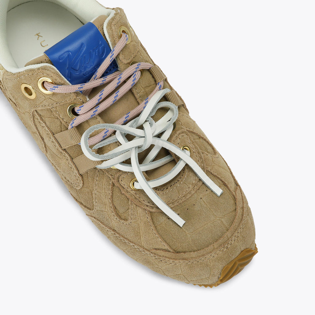 Kurt Slim Runner Sneakers in Beige Suede Croc