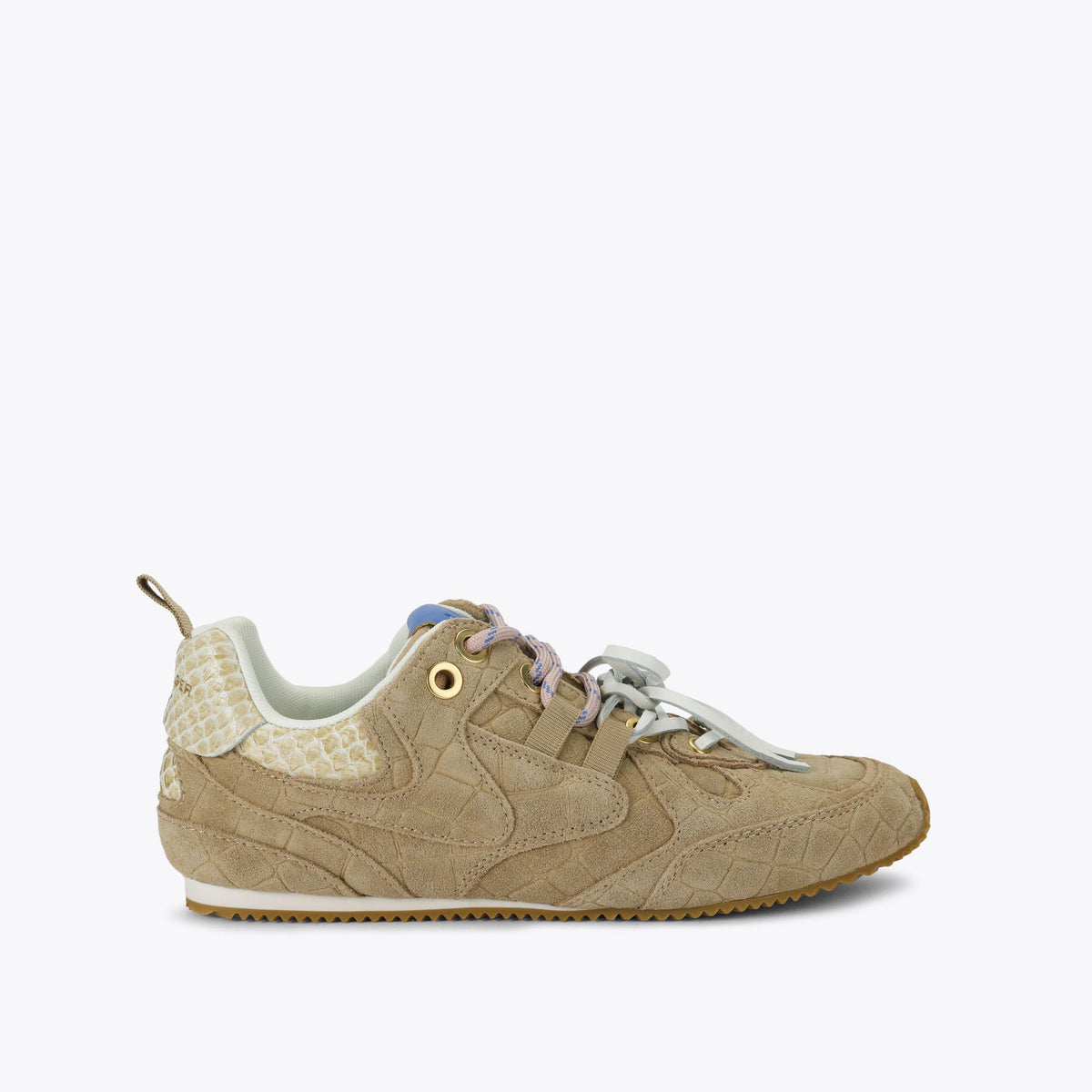 Kurt Slim Runner Sneakers in Beige Suede Croc