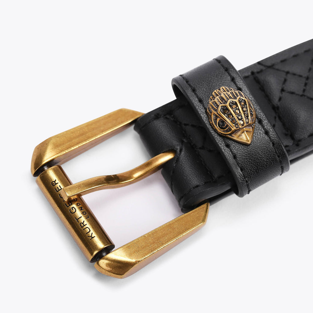 Kensington 30 Quilted Belt in Black Leather